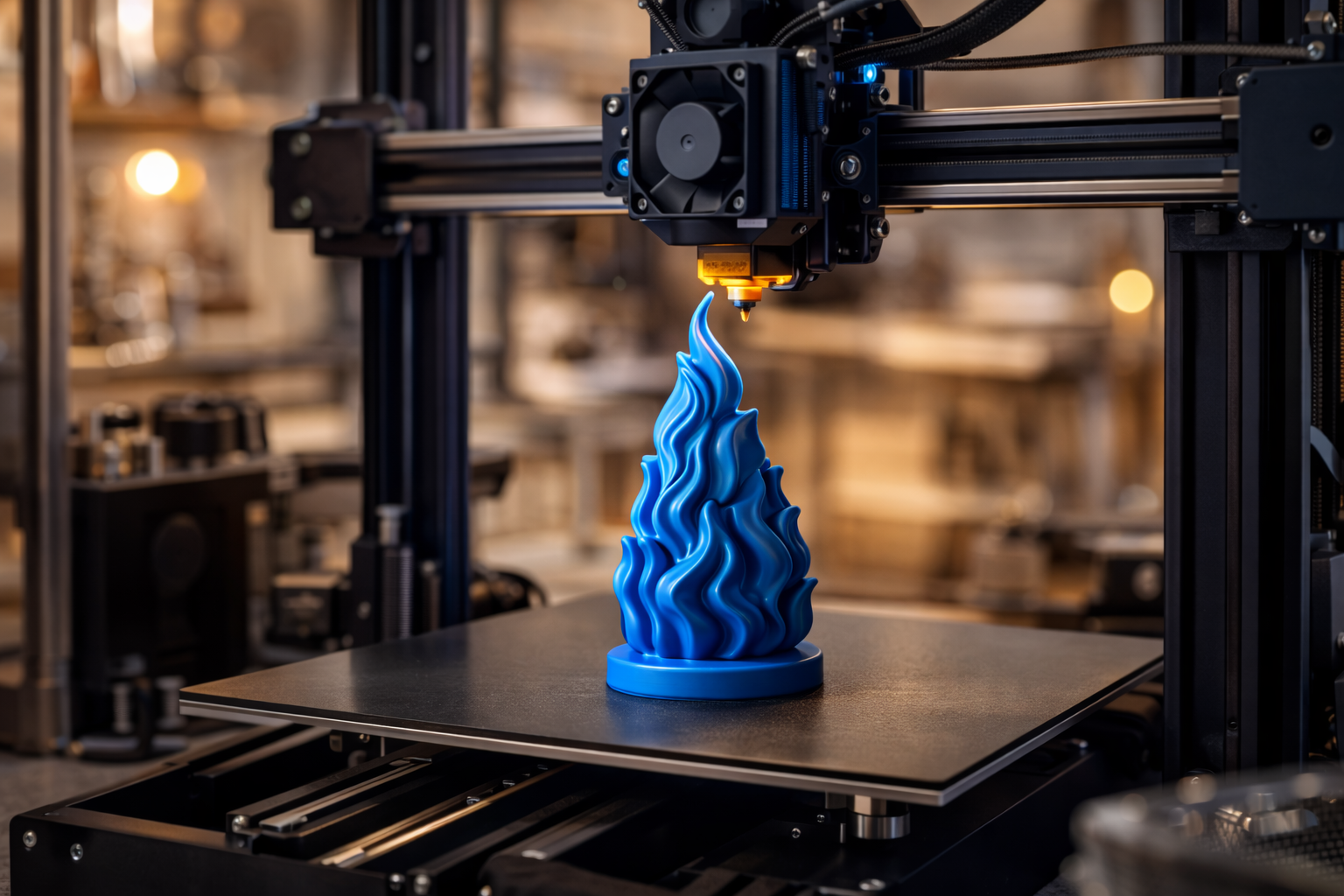 Impression 3D flamme bleue